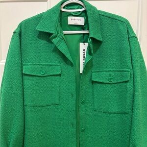 Aritzia Babaton Vibrant Green Tweed Shirt Jacket